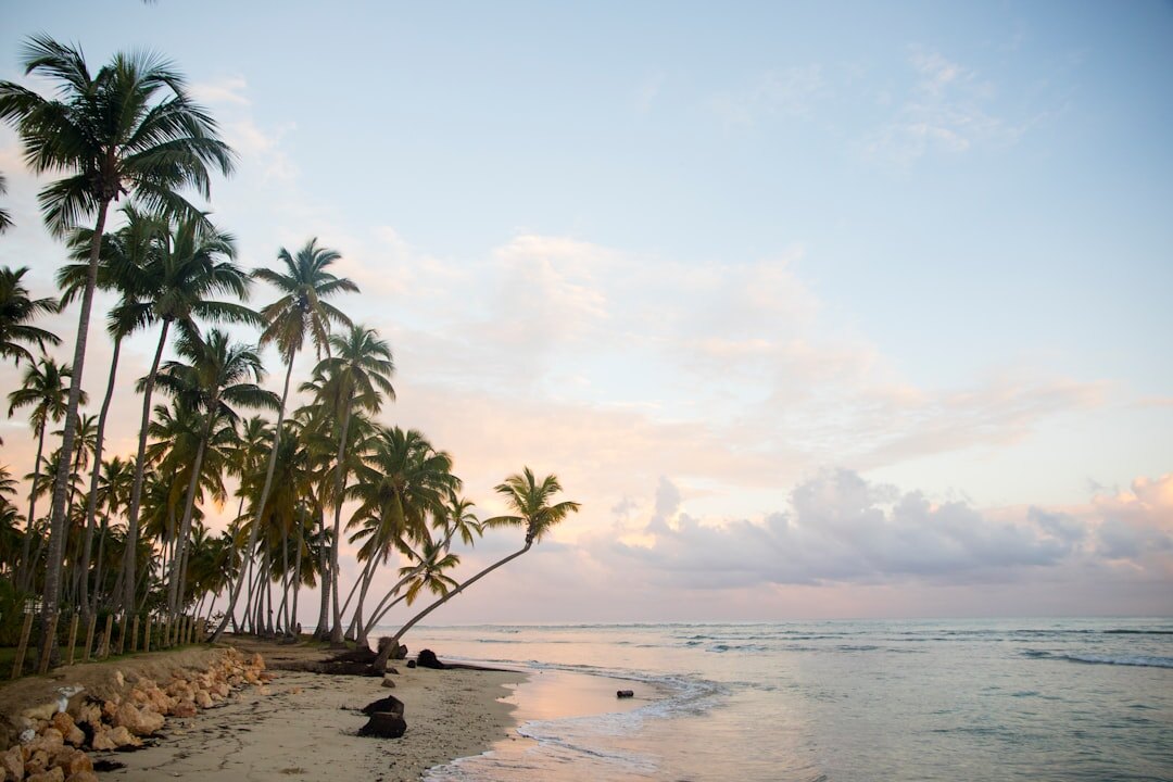 private caribbean beach at sunset
