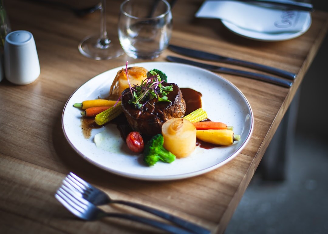 Gourmet plated dish on a restaurant table in Zurich